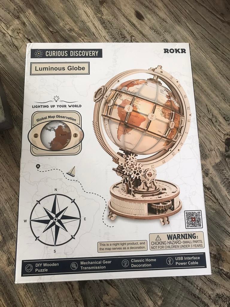 Robotime Luminous Globe  wereldbol lamp knutselpakket, Ophalen of Verzenden