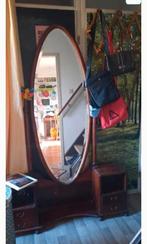 Antieke spiegel  met zijkastjes, Ophalen, Ovaal, 100 tot 150 cm, 200 cm of meer