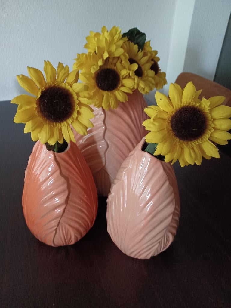 3x (zalm) roze tulpenvaas, Overige kleuren, Nieuw, Ophalen of Verzenden, Glas