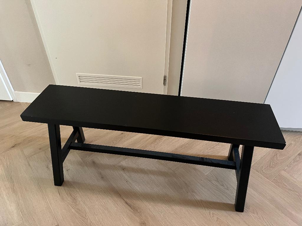 WOOOD Imme bankje hout zwart 110 cm, Ophalen, Minder dan 50 cm, Gebruikt, 100 tot 125 cm