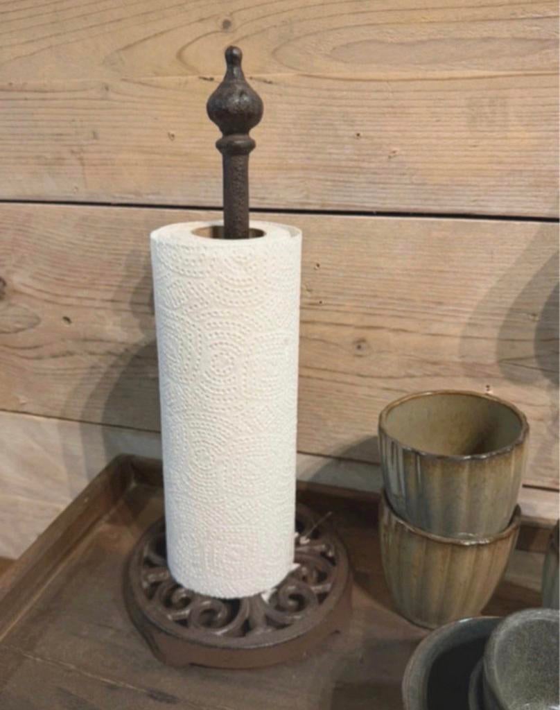 Staande gietijzeren keukenrolhouder zwart of bruin, Antiek en Kunst, Ophalen of Verzenden