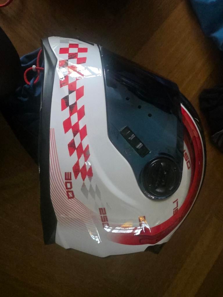 LS2 Karting Helm Maat S - Wit/Rood/Zwart, Ophalen of Verzenden, Gebruikt, Helm of Handschoenen