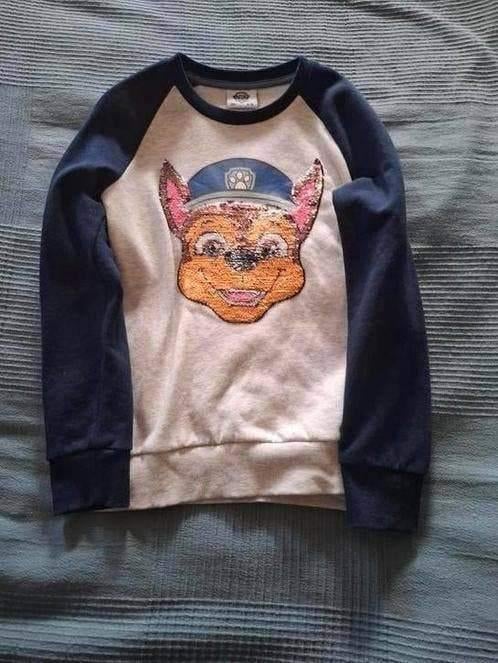 Trui Paw Patrol Chase met omkeerbare pailletten maat 134, Ophalen of Verzenden, Zo goed als nieuw, Jongen, Trui of Vest