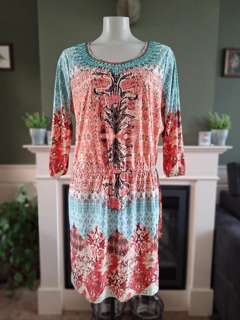 K-Design K Design oranje mint jurk M 38 40, Kleding | Dames, Maat 38/40 (M), K-design, Verzenden, Oranje