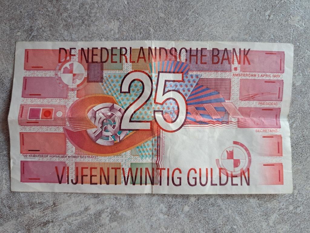 25 Gulden Biljet, Postzegels en Munten, Bankbiljetten | Nederland, Ophalen of Verzenden, 25 gulden