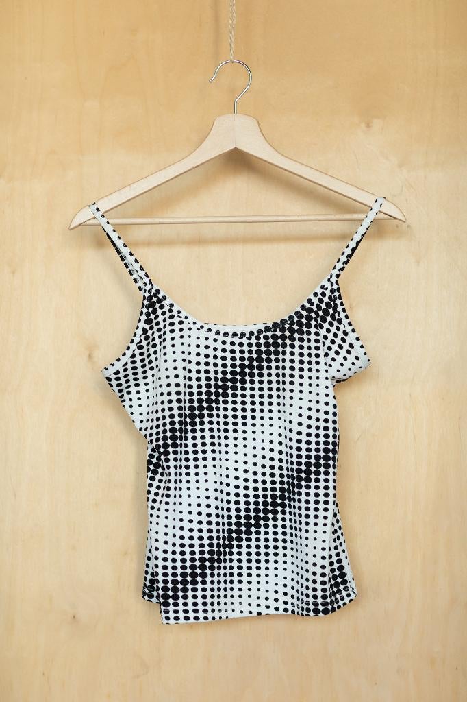 Folio Y2K top grafische psychedelische print zwart wit S 36, Kleding | Dames, Folio, Wit, Ophalen of Verzenden, Zo goed als nieuw