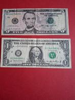 Amerikaanse biljetten: 1 dollar en 5 dollar, Ophalen of Verzenden, Noord-Amerika, Setje