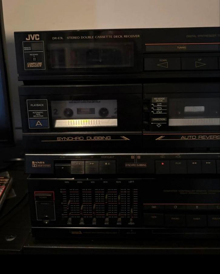 JVC DR-E3L Stereo Dubbel Cassettedeck Receiver, Audio, Tv en Foto, Cassettedecks, Dubbel, JVC, Auto-reverse, Ophalen of Verzenden