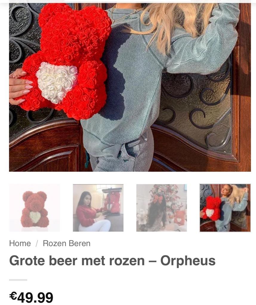 Mooie grote beer van fake rozen, Ophalen of Verzenden, Zo goed als nieuw, Rond