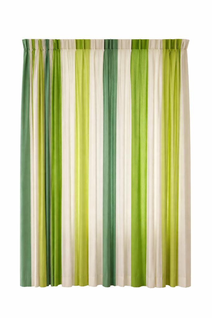 6 groene/wit gestreepte gordijnen – nette staat, Ophalen, 200 cm of meer, Vintage/retro, Zo goed als nieuw