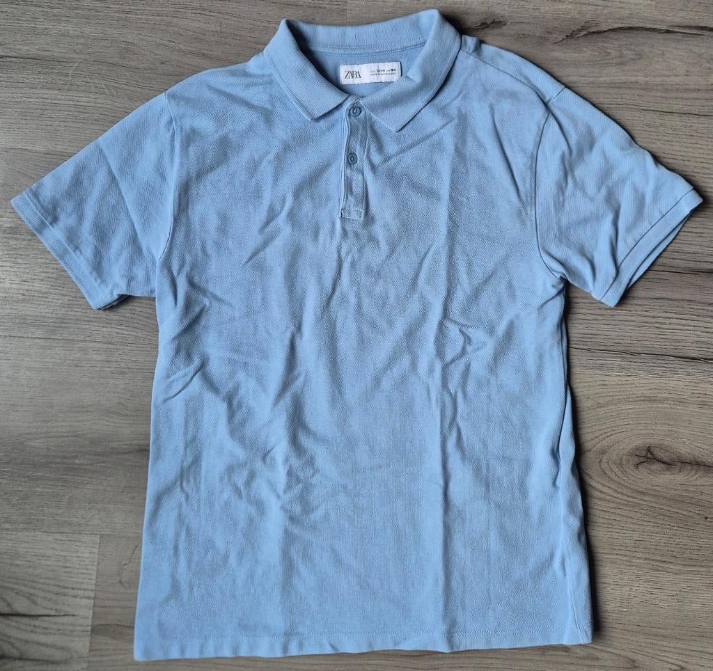 licht blauwe polo Zara maat 164, Kinderen en Baby's, Kinderkleding | Maat 164, Ophalen of Verzenden, Zo goed als nieuw, Zara, Shirt of Longsleeve