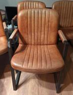 4 cognac leren eetkamerstoelen, Huis en Inrichting, Stoelen, Gebruikt, Overige kleuren, Leer, Ophalen of Verzenden