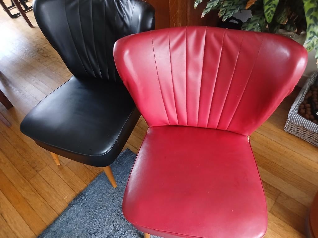 2 clubfauteuils cocktailstoelen skai Artifort jaren 50 60, Ophalen, Minder dan 75 cm, Leer, 50 tot 75 cm