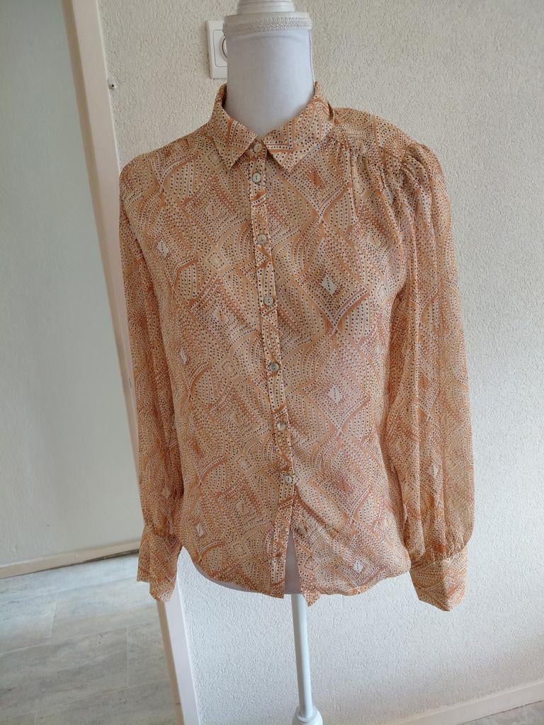 Costes Rebel blouse maat M - Oranje/Bruin patroon, Maat 38/40 (M), Oranje, Ophalen of Verzenden, Zo goed als nieuw