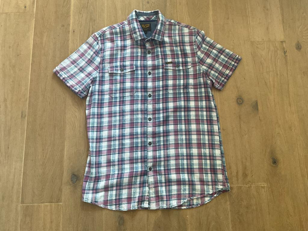 PME Legend geruit overhemd maat L korte mouw, Ophalen of Verzenden, Gedragen, Blauw, Overige halswijdtes