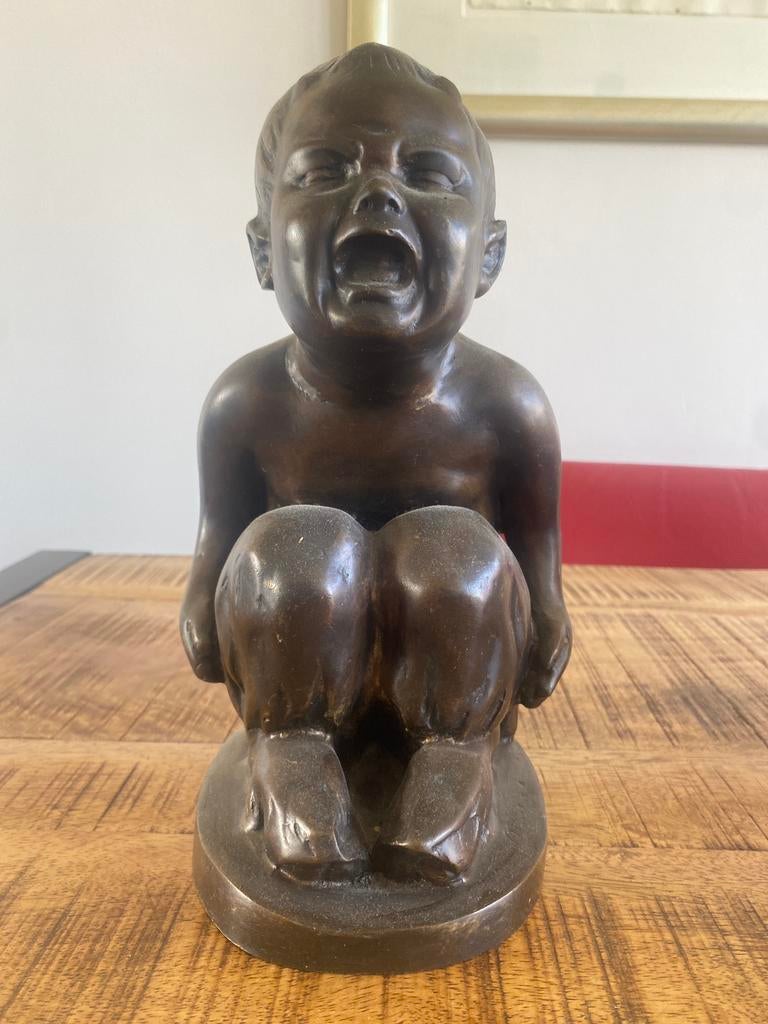 Faun huilde jongen en geit BRONS griekse geschiedenis satyr, Ophalen of Verzenden