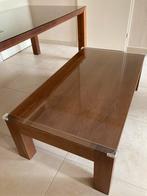 Goretti eettafel en salontafel notenhout, Ophalen, Gebruikt, 50 tot 100 cm, Rechthoekig