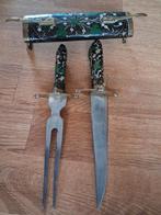 Prachtige handgeschilderde mes en vork set uit India, Ophalen of Verzenden