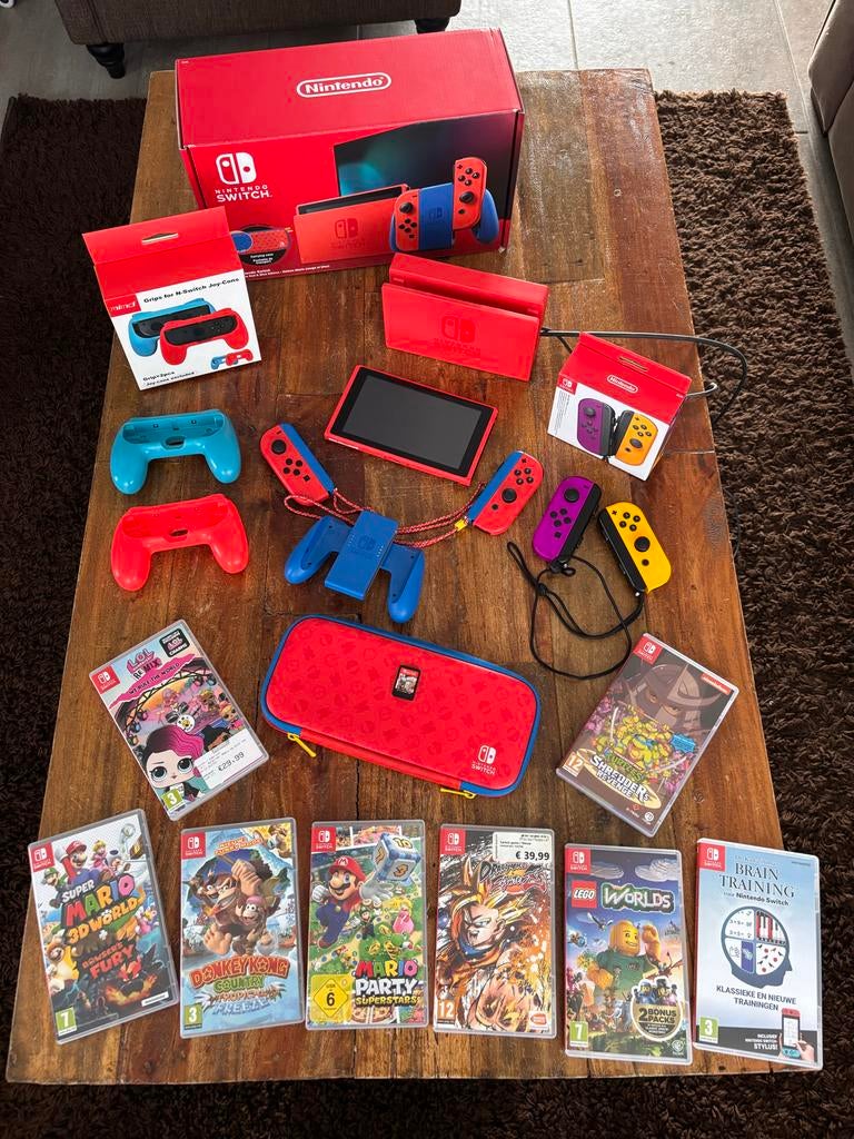 Nintendo Switch met accessoires en 9 spellen (incl. dozen), Spelcomputers en Games, Ophalen of Verzenden, Zo goed als nieuw