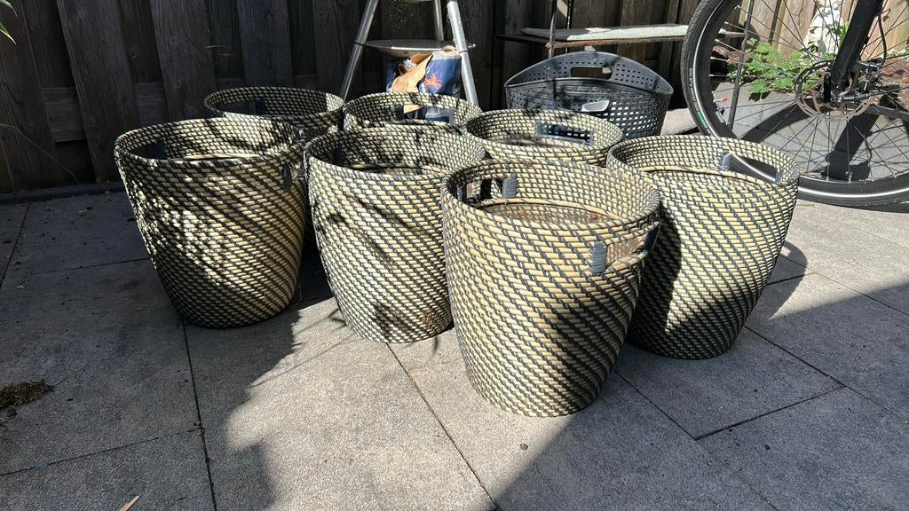 7 middelmaat en 1 grote ikea rågkorn mand, Ophalen, Kunststof, Rond, Zo goed als nieuw