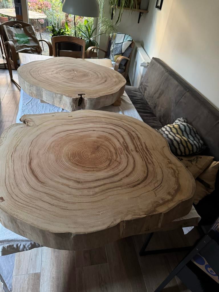 Salontafel van boomstam, Huis en Inrichting, Tafels | Salontafels, Ophalen, 50 tot 100 cm, Rond, Nieuw