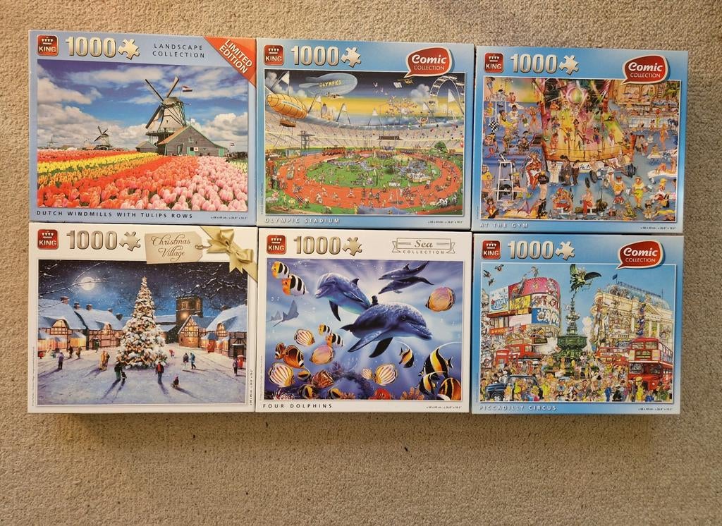 King puzzels.  6 stuks voor €8.00., Ophalen of Verzenden, 500 t/m 1500 stukjes