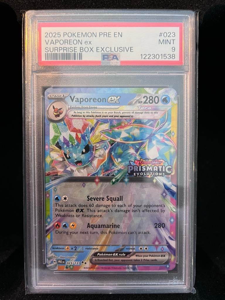 Vaporeon ex Pokémon kaart PSA 9, Ophalen of Verzenden, Nieuw, Losse kaart, Foil