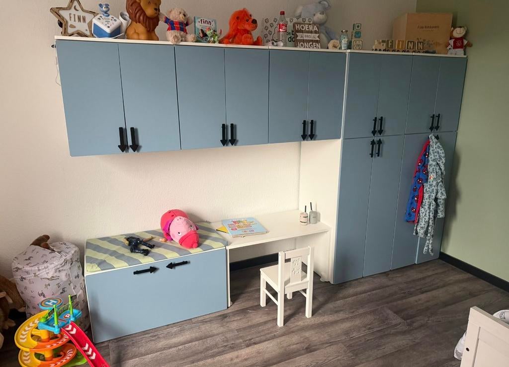 Kastenwand blauw, Ophalen, 50 tot 70 cm, 105 cm of meer, 100 cm of meer