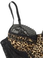 Vintage sexy kanten luipaardpatroon bodysuit, Ophalen of Verzenden, Zwart, Body of Korset