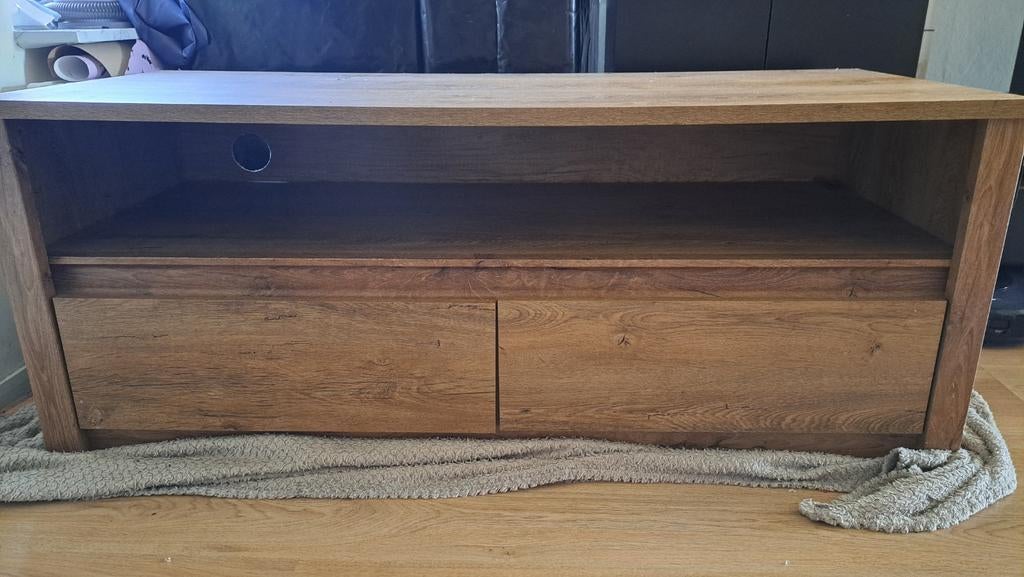 Houten tv meubel met lades, Huis en Inrichting, Kasten | Televisiemeubels, Ophalen, Gebruikt, 100 tot 150 cm, Minder dan 100 cm