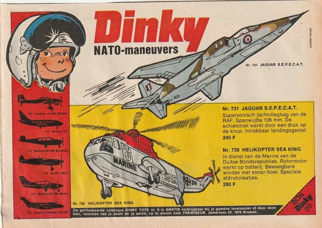 Retro reclame 1973 Dinky Toys speelgoed Sea King helicopter, Verzenden, Overige typen