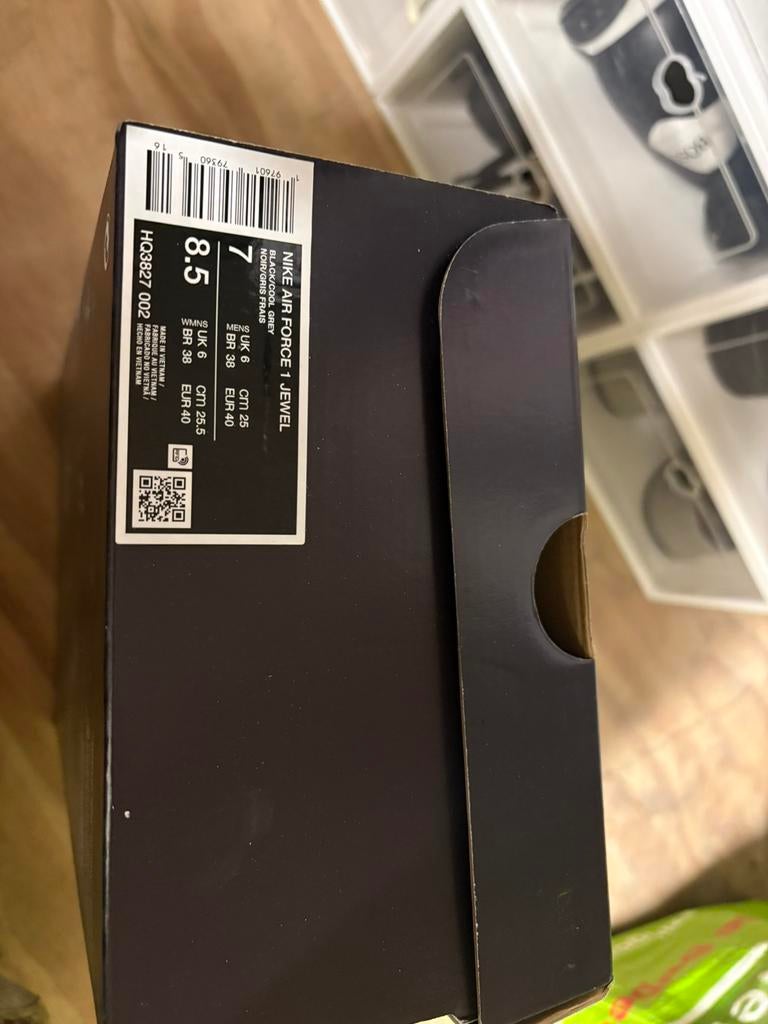 nike air force 1 jewel black/cool grey, Zwart, Nieuw, Ophalen of Verzenden, Sneakers of Gympen