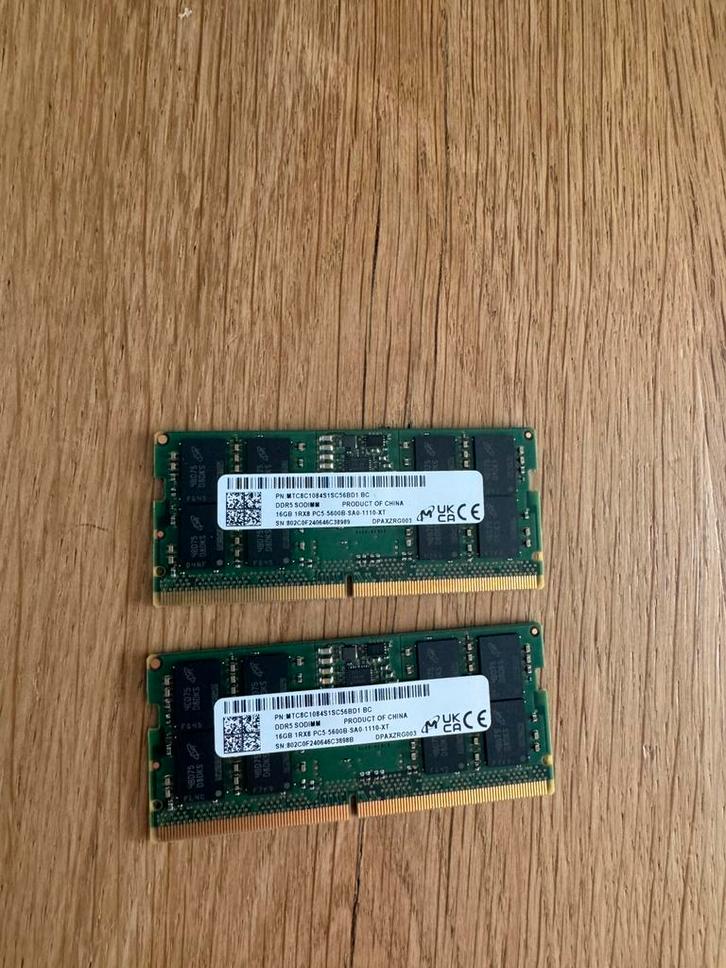 32GB DDR5 RAM (2x16GB) 5600 MHz SODIMM Geheugen, Computers en Software, RAM geheugen, Zo goed als nieuw, Laptop, 32 GB, DDR5, Ophalen of Verzenden