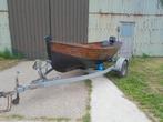 Prachtige eikenhouten reddingssloep met motor en trailer, Watersport en Boten, Sloepen, Ophalen, Gebruikt, Tot 10 pk, Hout
