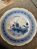 Delfts Blauw Wandbord 'Rockanje' met Molenlandschap, Ophalen of Verzenden