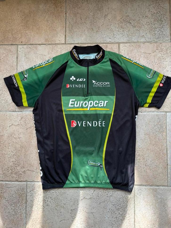 Vintage wielershirt koerstrui Europcar Vendée, Fietsen en Brommers, Fietsaccessoires | Fietskleding, Zo goed als nieuw, Bovenkleding