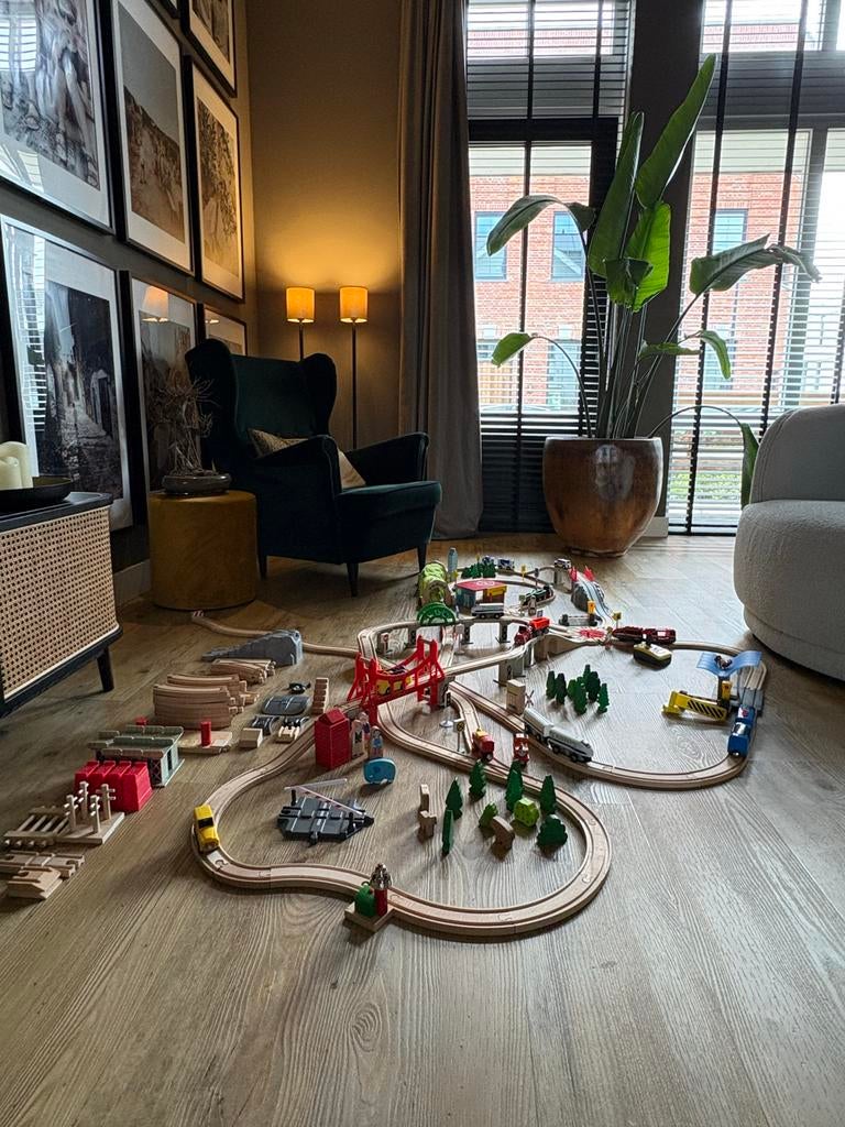 Grote houten treinbaan/treinset (Brio, Lidl, IKEA, divers), Ophalen, Gebruikt, Overige typen