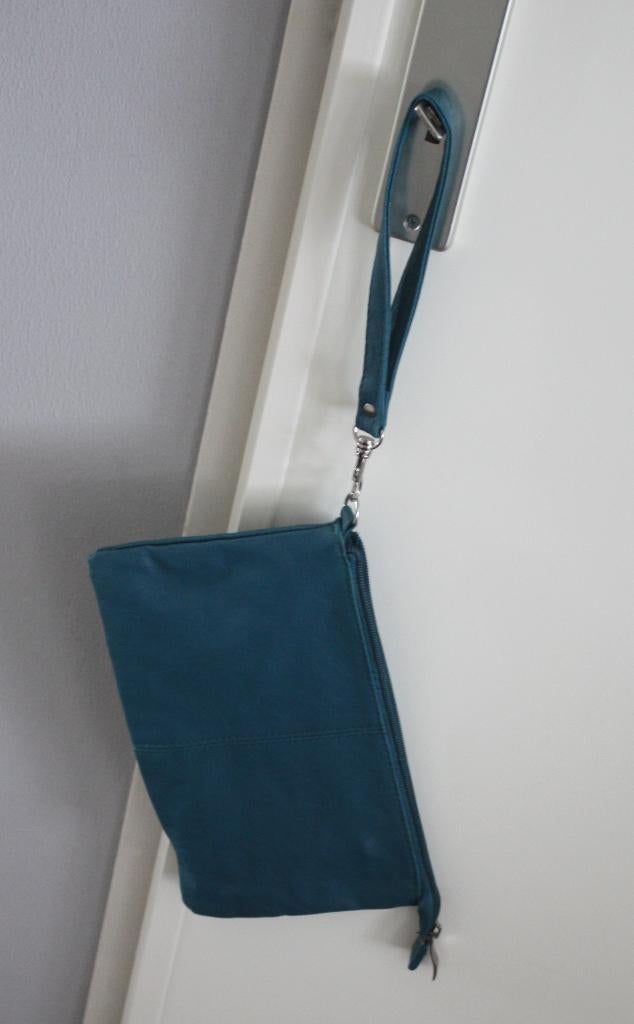 petrol kleur tasje, Ophalen of Verzenden, Gebruikt, Bruin, Handtas