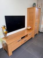 Eiken Tv meubel, kolomkast en salontafel, Ophalen, Gebruikt, Eikenhout, 50 tot 100 cm