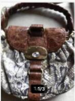 Dames schoudertasje bruin/print Br23H22cm, Ophalen of Verzenden, Zo goed als nieuw, Bruin, Overige merken