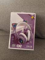 Paarse draadloze koptelefoon met kattenoortjes en lichtjes, Overige merken, Nieuw, Ophalen of Verzenden, Over oor (circumaural)