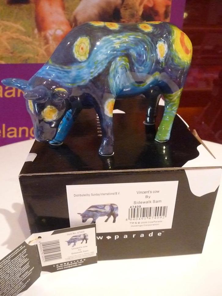 Nieuw Cow Parade koe Vincent's Cow medium gratis verzending., Antiek en Kunst, Kunst | Designobjecten, Ophalen of Verzenden