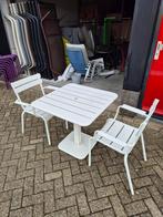 Gebruikte fermob Luxembourg set Tafel 80x80 2 armstoelen, Ophalen, Gebruikt