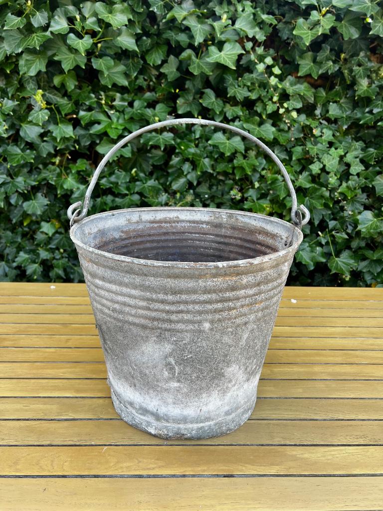 Vintage Zinken Emmer - Ø35 cm, Antiek en Kunst, Ophalen