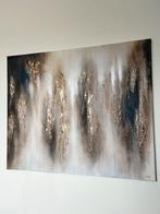 Handgemaakt groot Abstract Schilderij Beige Goud Blauw, Ophalen
