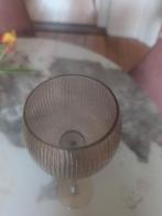 Glazen windlicht / kandelaar op voet – ribbelglas, Ophalen of Verzenden, Zo goed als nieuw, Overige materialen, Minder dan 25 cm