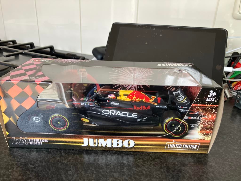 Jumbo Burago Max Verstappen RB19-2023 1:24, Ophalen of Verzenden, Nieuw, Auto, Overige merken