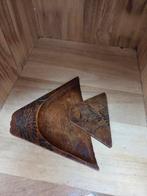 Houten kruimelblik en veger met bloemmotief, Ophalen of Verzenden