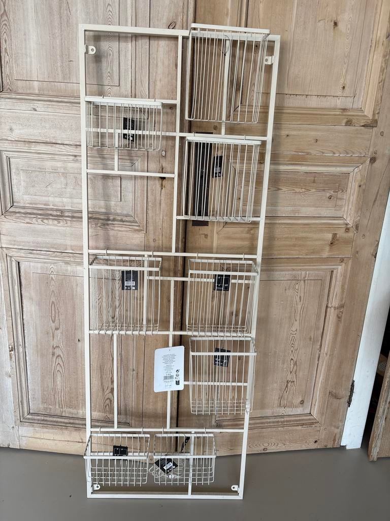 Modulair wandrek met 8 draadstalen bakjes, Ophalen of Verzenden, Nieuw