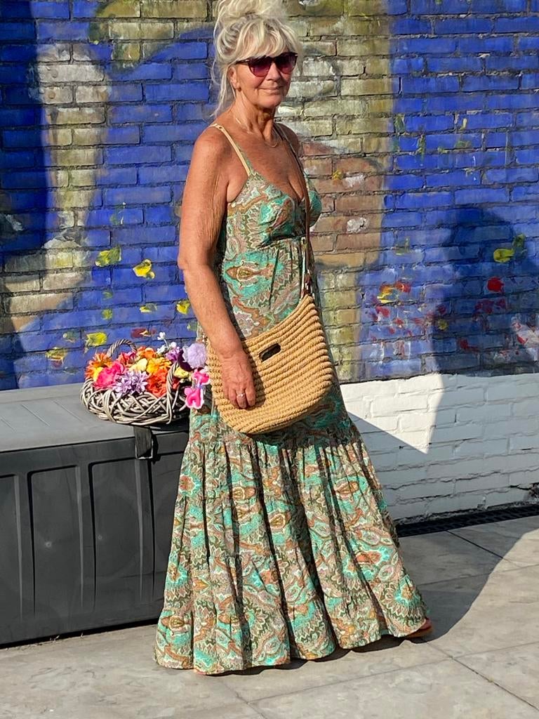 Ibiza Boho Maxi Jurk - Bohemian Stijl maat 36-40, Maat 38/40 (M), Ophalen of Verzenden, Gedragen, Onder de knie